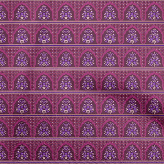 oneOone Viscose Chiffon Purple Fabric Arabic Moroccan Fabric For Sewing Printed Craft Fabric By The Yard 42 Inch Wide