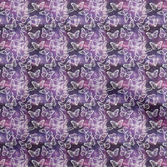 oneOone Viscose Chiffon Purple Fabric Butterflies Craft Projects Decor Fabric Printed By The Yard 42 Inch Wide