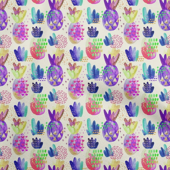 oneOone Viscose Chiffon Purple Fabric Pineapple Craft Projects Decor Fabric Printed By The Yard 42 Inch Wide