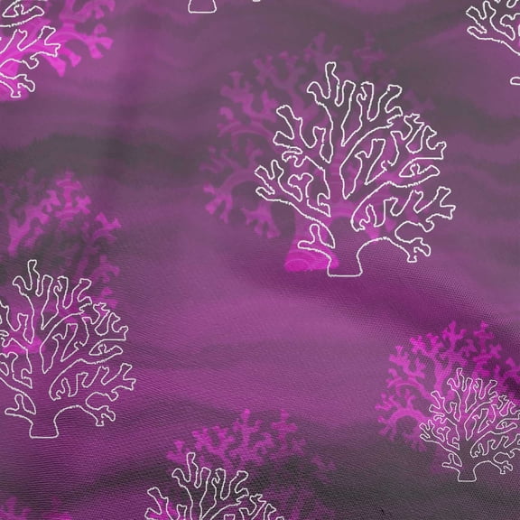 oneOone Viscose Chiffon Purple Fabric Sea Corals Quilting Supplies Print Sewing Fabric By The Yard 42 Inch Wide