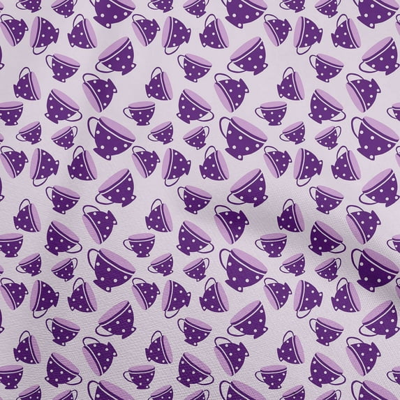 oneOone Viscose Chiffon Purple Fabric Utensils Tea Cups Quilting Supplies Print Sewing Fabric By The Yard 42 Inch Wide