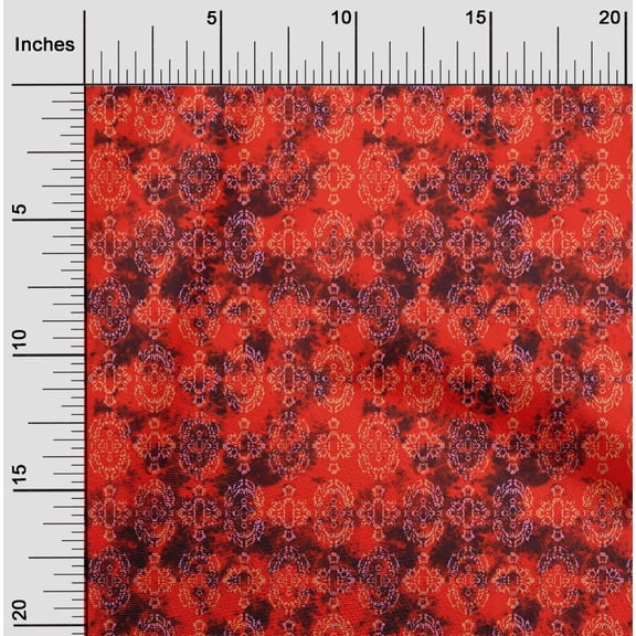 oneOone Viscose Chiffon Red Fabric Batik Quilting Supplies Print Sewing Fabric By The Yard 42 Inch Wide - NG