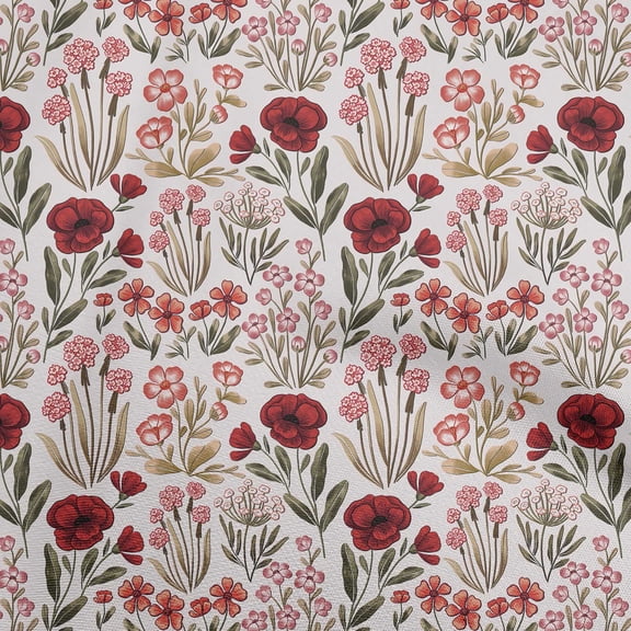 oneOone Viscose Chiffon Red Fabric Floral Retro Sewing Material Print Fabric By The Yard 42 Inch Wide