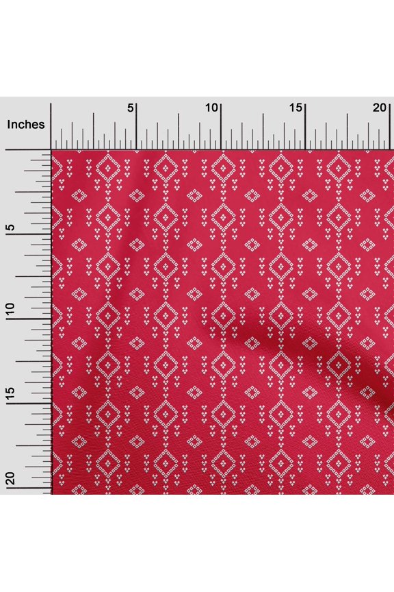 Viscose Chiffon Red Fabric Geometric Bandhani Sewing Fabric By The Yard Printed Diy Clothing Sewing Supplies 42 Inch Wide