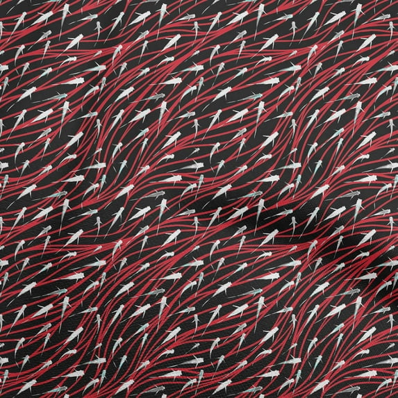 oneOone Viscose Chiffon Red Fabric Ocean Underwater Fish Quilting Supplies Print Sewing Fabric By The Yard 42 Inch Wide