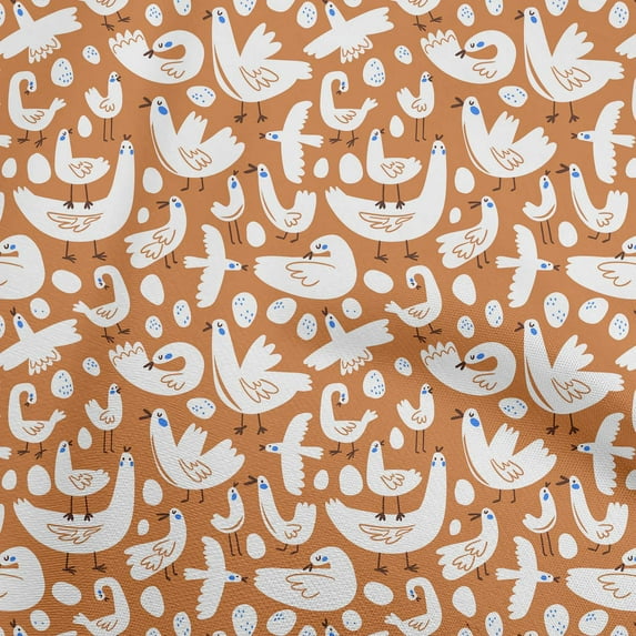 oneOone Viscose Chiffon Rust Brown Fabric Bird Craft Projects Decor Fabric Printed By The Yard 42 Inch Wide