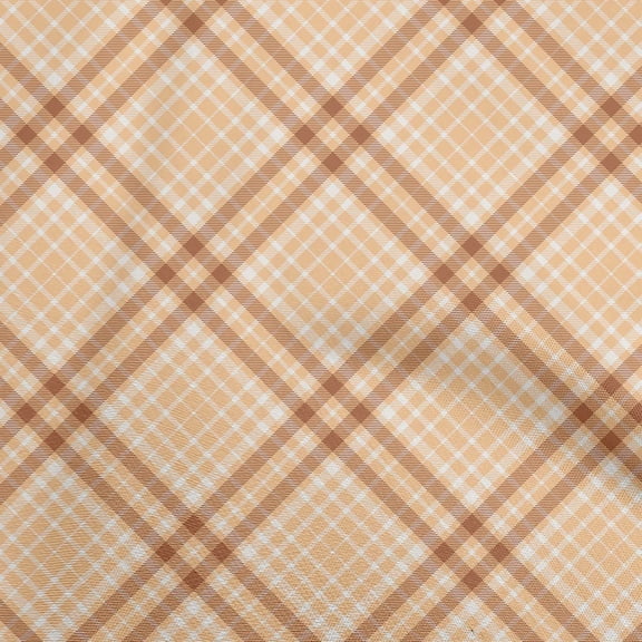 oneOone Viscose Chiffon Rust Brown Fabric Plaid Fabric For Sewing Printed Craft Fabric By The Yard 42 Inch Wide