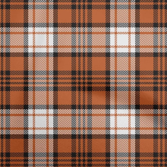 oneOone Viscose Chiffon Rust Brown Fabric Tartan Craft Projects Decor Fabric Printed By The Yard 42 Inch Wide
