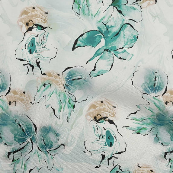 oneOone Viscose Chiffon Sea Green Fabric Floral & Quilting Supplies Print Sewing Fabric By The Yard 42 Inch Wide