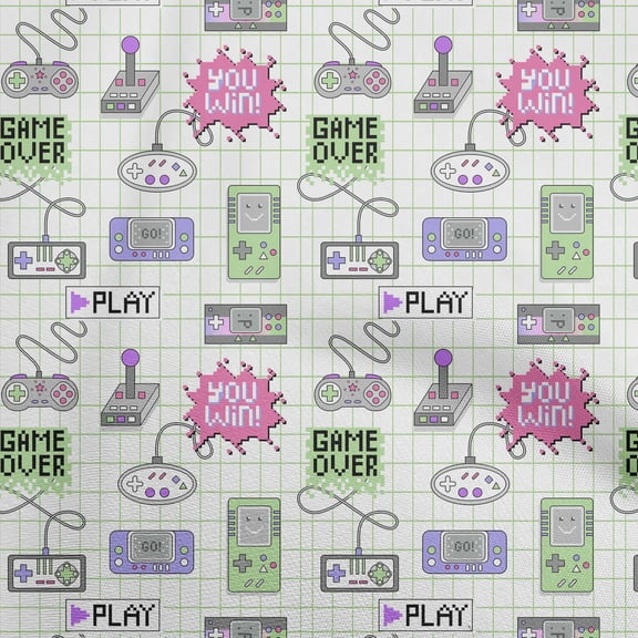 oneOone Viscose Chiffon Sea Green Fabric Game Video Game Craft Projects Decor Fabric Printed By The Yard 42 Inch Wide