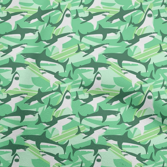oneOone Viscose Chiffon Sea Green Fabric Ocean Shark Diy Clothing Quilting Fabric Print Fabric By Yard 42 Inch Wide