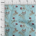 thumbnail image 1 of oneOone Viscose Chiffon Sky Blue Fabric Flower & Leaves Watercolor Sewing Material Print Fabric By The Yard 42 Inch Wide, 1 of 4