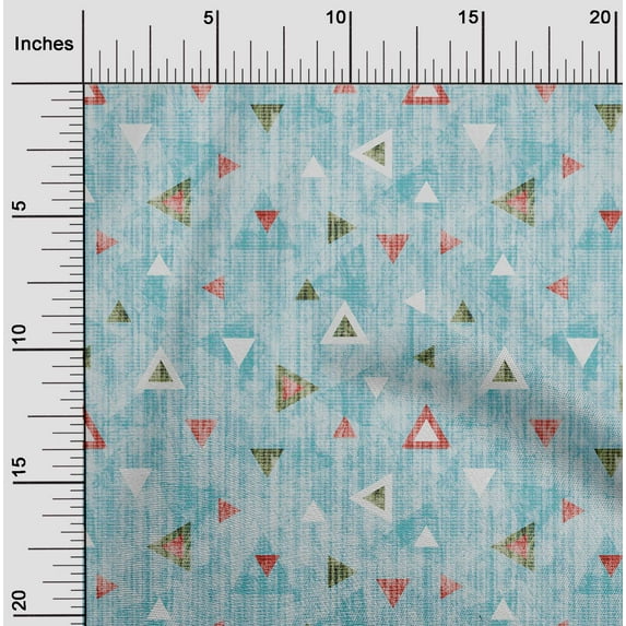oneOone Viscose Chiffon Sky Blue Fabric Texture & Triangle Geometric Sewing Craft Projects Fabric Prints By Yard 42 Inch Wide