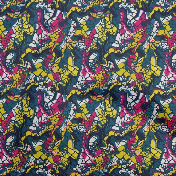 oneOone Viscose Chiffon Teal Blue Fabric Abstract Sewing Material Print Fabric By The Yard 42 Inch Wide
