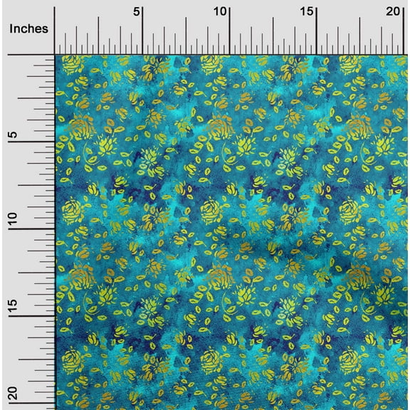 oneOone Viscose Chiffon Teal Green Fabric Batik Dress Material Fabric Print Fabric By The Yard 42 Inch Wide