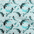 thumbnail image 1 of oneOone Viscose Chiffon Turquoise Blue Fabric Asian Japanese Koi Fish Watercolor Craft Projects Decor Fabric Printed By The Yard 42 Inch Wide, 1 of 4