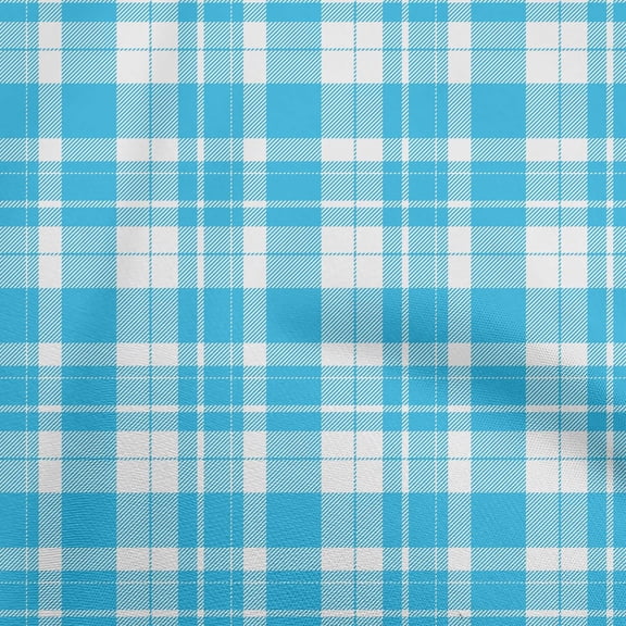 oneOone Viscose Chiffon Turquoise Blue Fabric Check Sewing Craft Projects Fabric Prints By Yard 42 Inch Wide