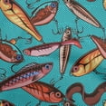 thumbnail image 1 of oneOone Viscose Chiffon Turquoise Green Fabric Fish Craft Projects Decor Fabric Printed By The Yard 42 Inch Wide, 1 of 1