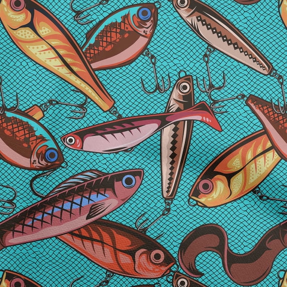 oneOone Viscose Chiffon Turquoise Green Fabric Fish Craft Projects Decor Fabric Printed By The Yard 42 Inch Wide