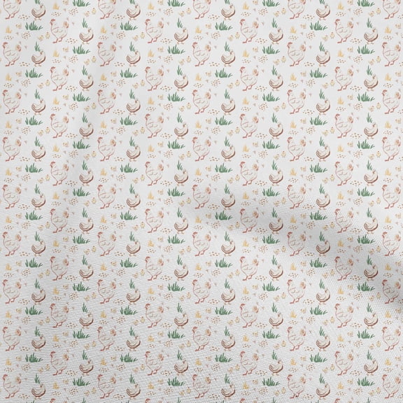 oneOone Viscose Chiffon White Fabric Birds Rooster Fabric For Sewing Printed Craft Fabric By The Yard 42 Inch Wide