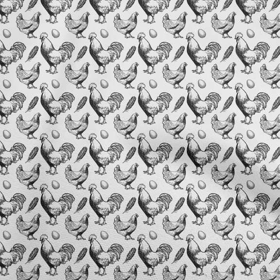 oneOone Viscose Chiffon White Fabric Birds Rooster Sewing Craft Projects Fabric Prints By Yard 42 Inch Wide
