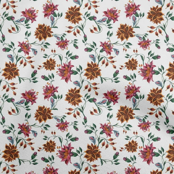 oneOone Viscose Chiffon White Fabric Floral Sewing Craft Projects Fabric Prints By Yard 42 Inch Wide