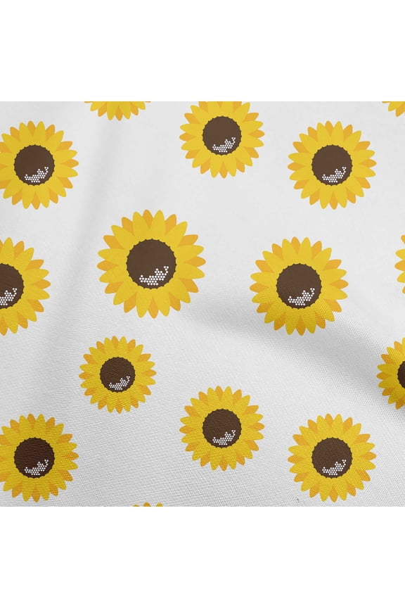 Viscose Chiffon White Fabric Floral Sunflower Silhouette Dress Material Fabric Print Fabric By The Yard 42 Inch Wide