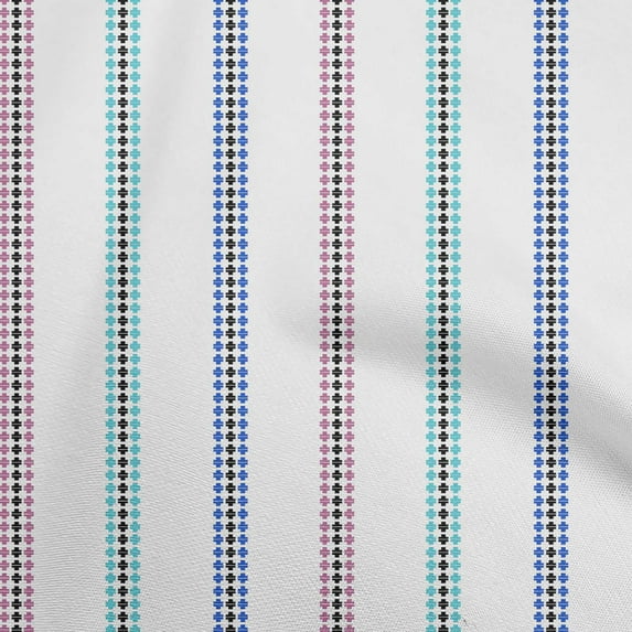 oneOone Viscose Chiffon White Fabric Geometrical Stripes Sewing Fabric By The Yard Printed Diy Clothing Sewing Supplies 42 Inch Wide