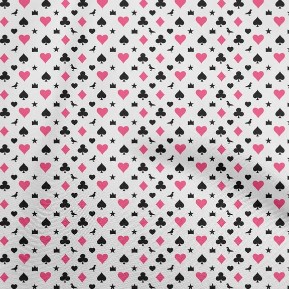 oneOone Viscose Chiffon White Fabric Poker Card Fabric For Sewing Printed Craft Fabric By The Yard 42 Inch Wide