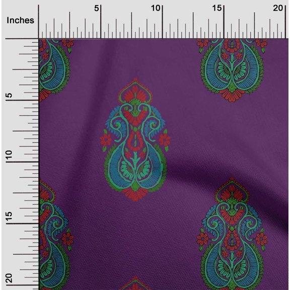oneOone Viscose Chiffon Wine Fabric Floral & Paisley Block Dress Material Fabric Print Fabric By The Yard 42 Inch Wide