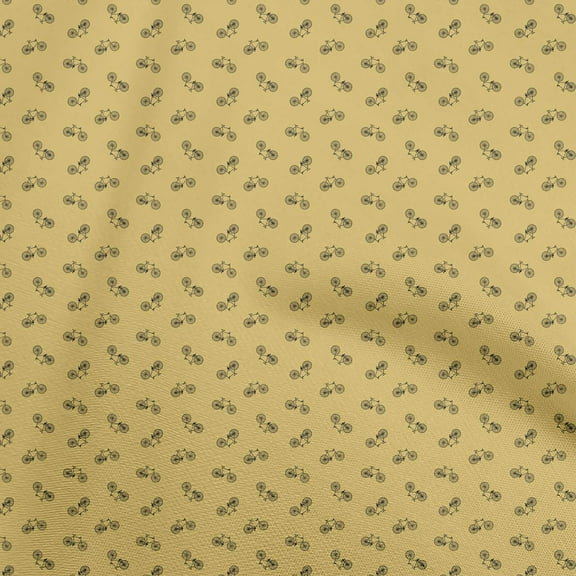 oneOone Viscose Chiffon Yellow Fabric Bicycle Craft Projects Decor Fabric Printed By The Yard 42 Inch Wide