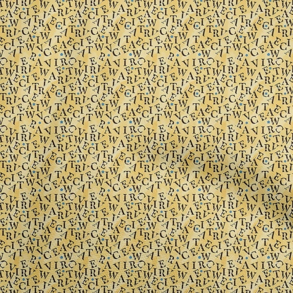 oneOone Viscose Chiffon Yellow Fabric Text Diy Clothing Quilting Fabric Print Fabric By Yard 42 Inch Wide