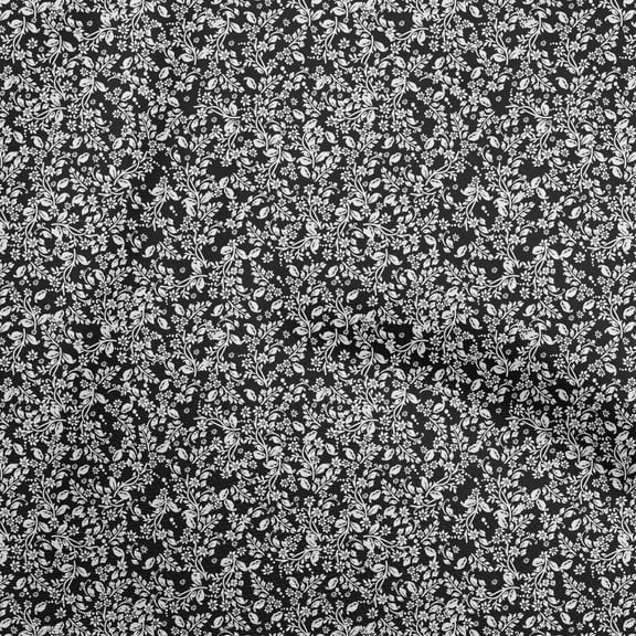 oneOone Viscose Jersey Black Fabric Floral Ditsy Silhouette Fabric For Sewing Printed Craft Fabric By The Yard 60 Inch Wide