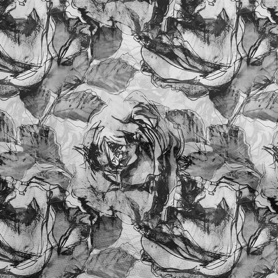 oneOone Viscose Jersey Black Fabric Floral Watercolor Sewing Material Print Fabric By The Yard 60 Inch Wide
