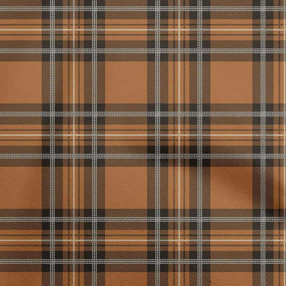 oneOone Viscose Jersey Brown Fabric Tartan Fabric For Sewing Printed Craft Fabric By The Yard 60 Inch Wide-5287