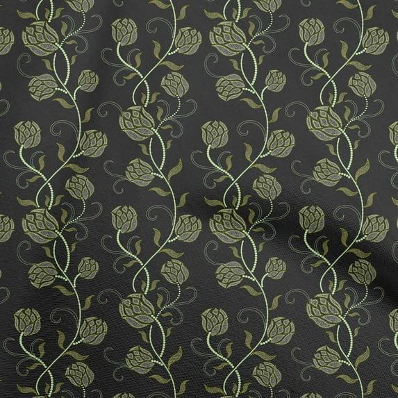 oneOone Viscose Jersey Dark Green Fabric Floral Sewing Material Print Fabric By The Yard 60 Inch Wide