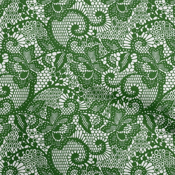 oneOone Viscose Jersey Dark Green Fabric Lace Floral Diy Clothing Quilting Fabric Print Fabric By Yard 60 Inch Wide