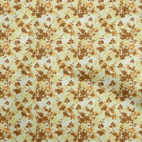 oneOone Viscose Jersey Dark Mustard Fabric Florals Quilting Supplies Print Sewing Fabric By The Yard 60 Inch Wide