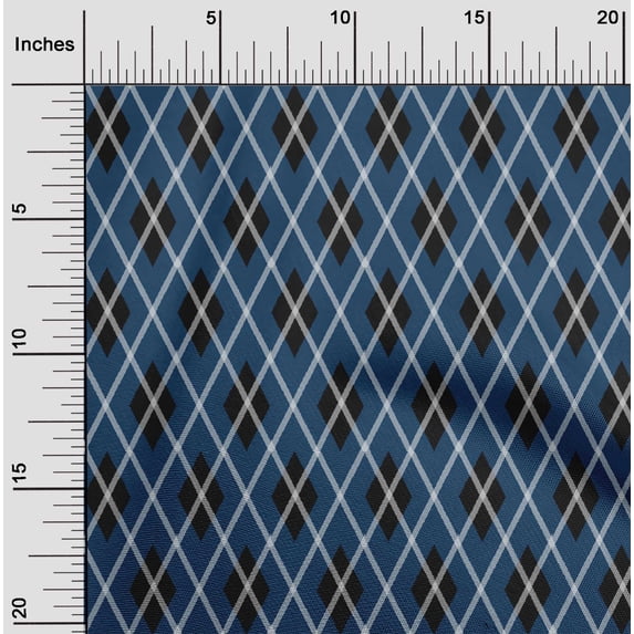 oneOone Viscose Jersey Dark Navy Blue Fabric Argyle Check Sewing Craft Projects Fabric Prints By Yard 60 Inches Wide