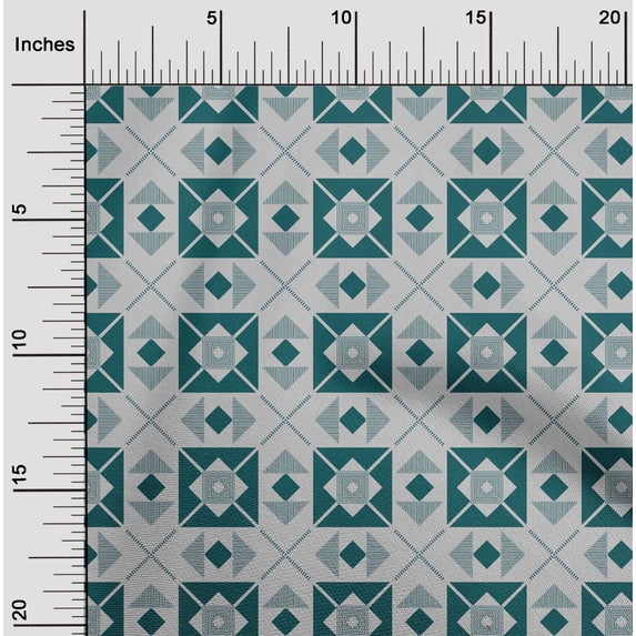 oneOone Viscose Jersey Dark Teal Blue Fabric Diamond & Triangle Geometric Diy Clothing Quilting Fabric Print Fabric By Yard 60 Inch Wide