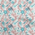 thumbnail image 1 of oneOone Viscose Jersey Dark Teal Green Fabric Beach Starfish &Shell Craft Projects Decor Fabric Printed By The Yard 60 Inch Wide, 1 of 4