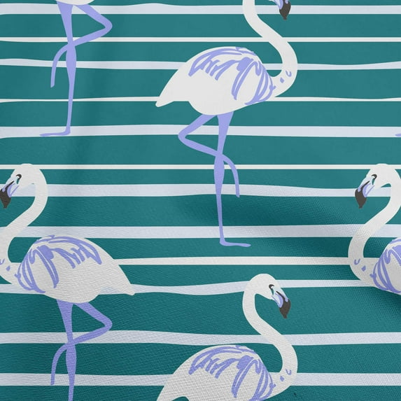 oneOone Viscose Jersey Dark Teal Green Fabric Tropical Flamingo With Stripes Sewing Craft Projects Fabric Prints By Yard 60 Inch Wide