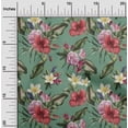 thumbnail image 1 of oneOone Viscose Jersey Dusty Teal Green Fabric Floral & Leaves Tropical Quilting Supplies Print Sewing Fabric By The Yard 60 Inch Wide, 1 of 5