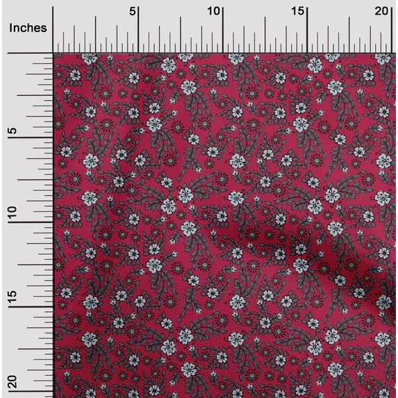 oneOone Viscose Jersey Fabric Leaves & Floral Block Decor Fabric Printed BTY 60 Inch Wide