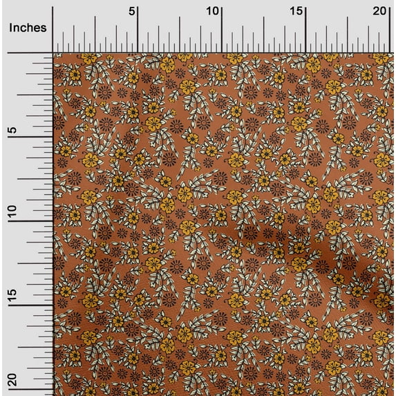 oneOone Viscose Jersey Fabric Leaves & Floral Block Printed Fabric 1 Yard 60 Inch Wide