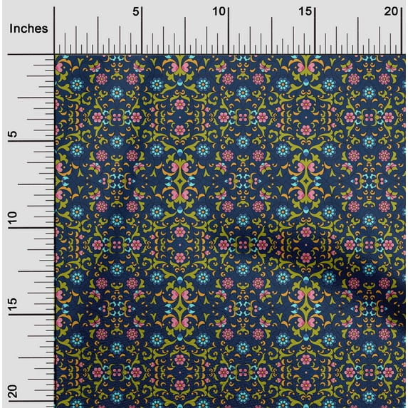oneOone Viscose Jersey Fabric Leaves & Floral Clip Art Print Fabric BTY 60 Inches Wide