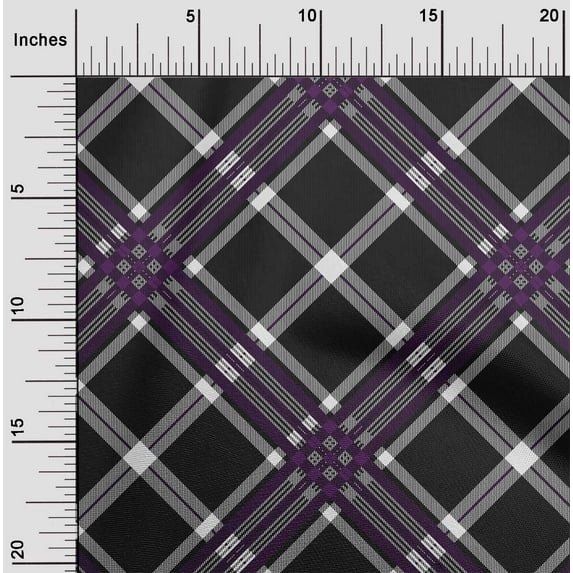 oneOone Viscose Jersey Fabric Tartan Check Print Fabric By The Yard 60 Inch Wide