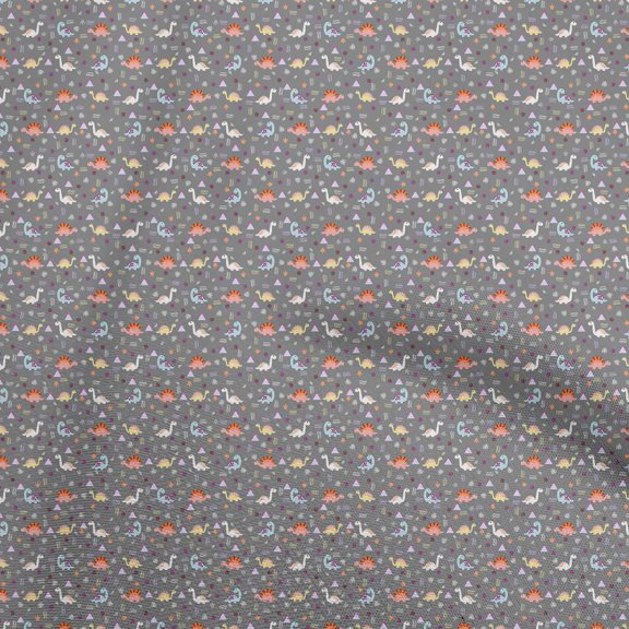 oneOone Viscose Jersey Gray Fabric Colorful Dinosaur Cartoon Quilting Supplies Print Sewing Fabric By The Yard 60 Inch Wide