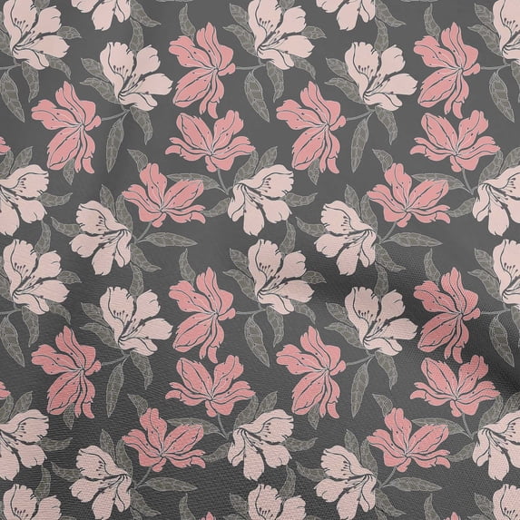 oneOone Viscose Jersey Gray Fabric Florals Craft Projects Decor Fabric Printed By The Yard 60 Inch Wide