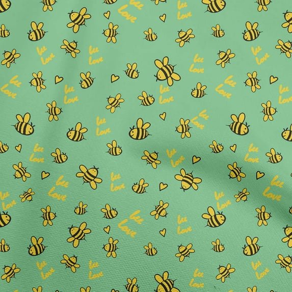 oneOone Viscose Jersey Green Fabric Honey Bees Craft Projects Decor Fabric Printed By The Yard 60 Inch Wide